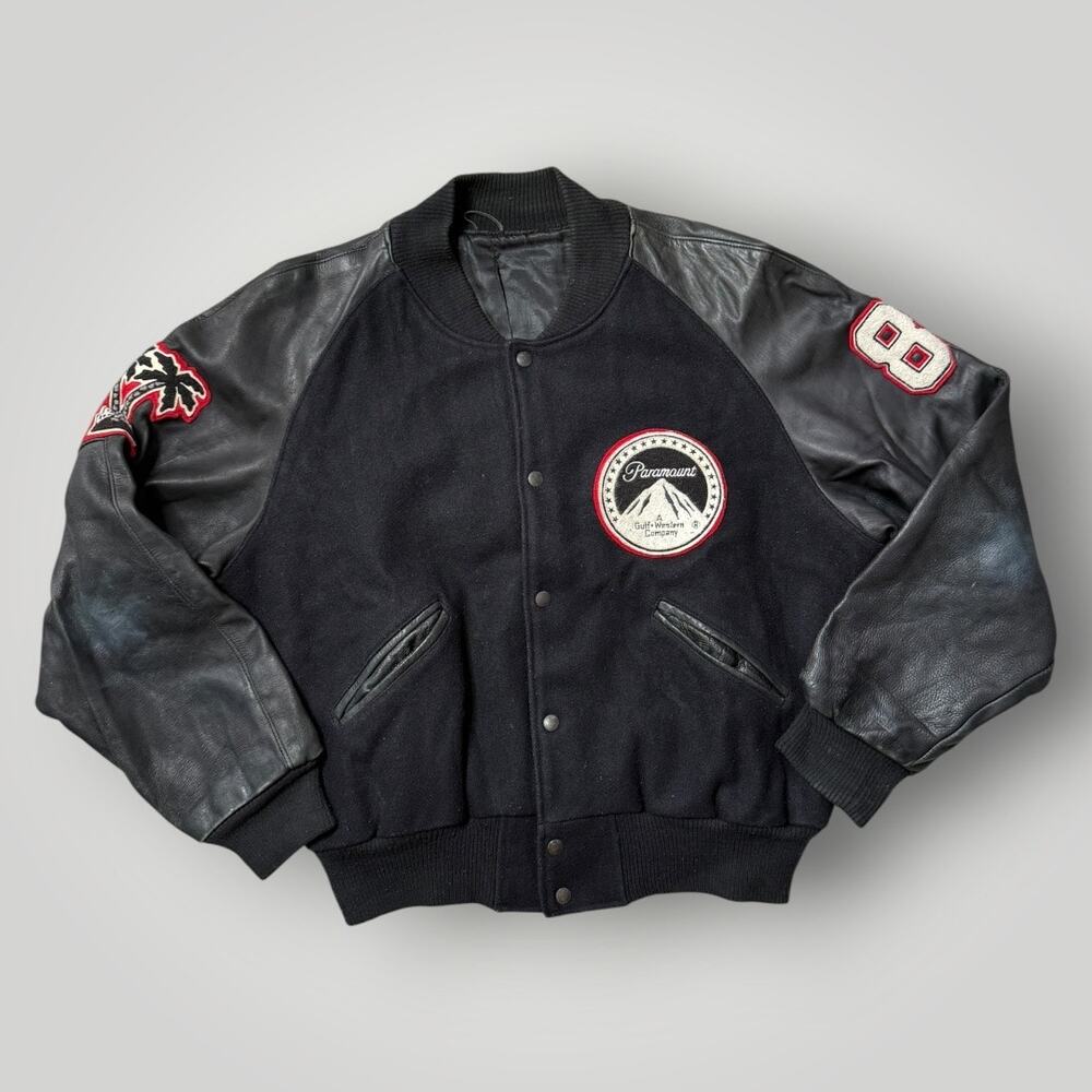 RARE VTG 1987 Beverly Hills Cop 2 Production Team Mens XL Jacket Leather Wool